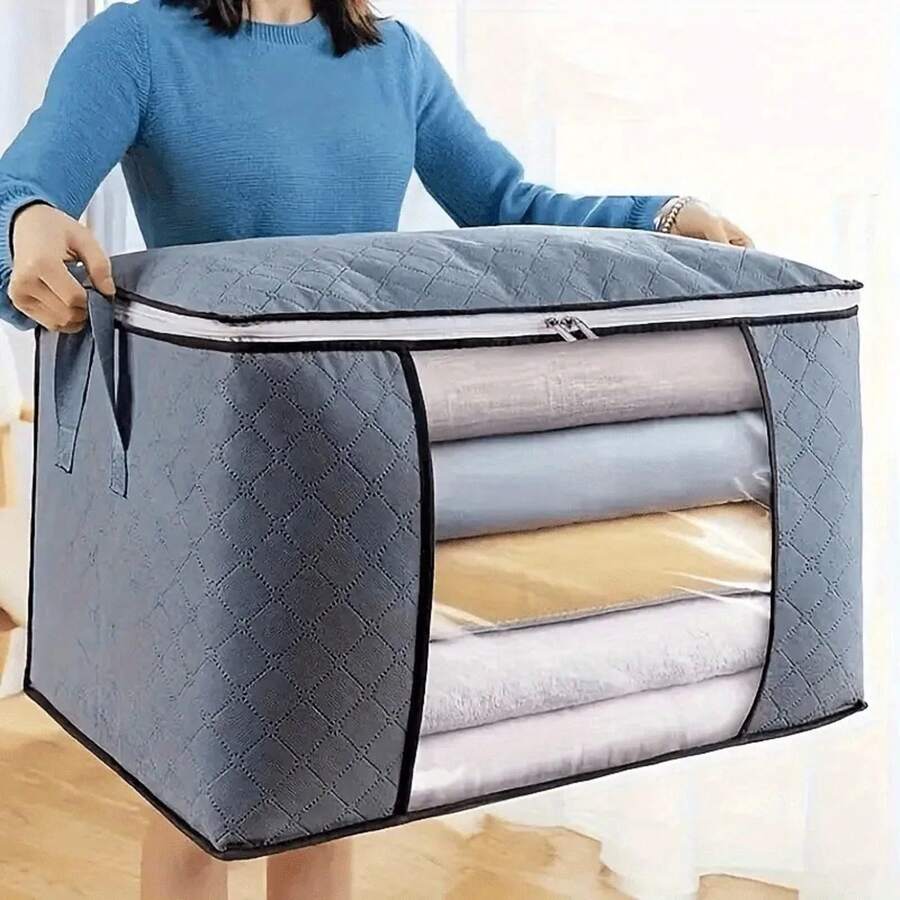 Extra Large Handle Storage Bag - Portable Clothing And Bedding Organization Bag With Window, Durable Polyester Material, Suitable For - 2個水平 - 查看 1