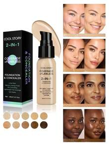 coolstory 30毫升控油遮瑕膏，持久妆效，1支装，全效遮瑕，防水粉底，提亮肤色，遮盖黑眼圈，哑光妆效，BB霜，气垫BB霜，CC霜，自然遮瑕，防晒，持久妆效，色彩校正，保湿控油，防水哑光遮瑕粉底，理想礼物