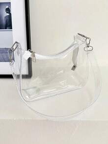 Women's Fashion Clear PVC Underarm Shoulder Bag For Daily Use, Transparent Shoulder Bag, Stadium Approved Clear Bag, Clear Transparent Purse Bag For Concerts Sports Events Festivals, Waterproof, Sandproof Transparent Bag, Beach Sports Picnic Snacks Clear Purse For Women