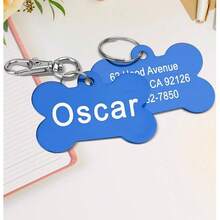 Personalized Engraved Pet ID Tag For Dog Cat Bone Shape Name Disc Double Sided