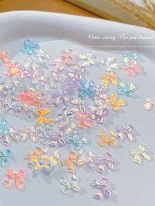 20 件哑光蝴蝶美甲饰品 - 半透明果冻蝴蝶结，手工制作的 3D 美甲装饰 - 彩色 - 查看 12