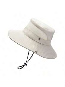 Men's Simple Solid Color Breathable Mesh Bucket Hat, Elegant Outdoor Hiking Sun Protection Cap, Summer
