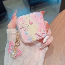 可爱粉色透明蝴蝶保护套，适用于 Redmi Buds 6 Active/5/6S/7S 蓝牙无线耳机、Redmi Buds 6/6Play/4Lite/6lite 充电盒、Redmi Buds 3pro/4Pro/5Pro/6PRO 耳机盒