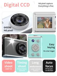 1 Pc 1080P 2.4-Inch Screen Portable Camera, With Front Camera,Small Camera, With 8x Zoom And Anti-Shake, Built-In LED Fill Light, Recording Function,Suitable For Boys And Girls.