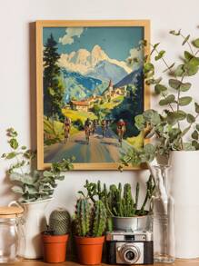1pc Vintage Cycling Prints Set Of Prints Art Poster, Art Print Decoration Poster, Living Room Wall Decoration, Pop CanvasArt Wall , Retro Canvas, Living Room Bedroom Office Home Decoration, Print Set, Frameless