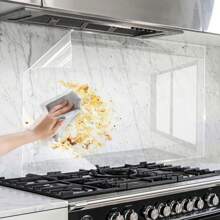 1 rouleau Film vinyle transparent autocollant - Protection murale pour dosseret de cuisine, anti-huile de cuisine transparente, applicable aux cuisinières, armoires, murs, taille : 15,76 * 118 po