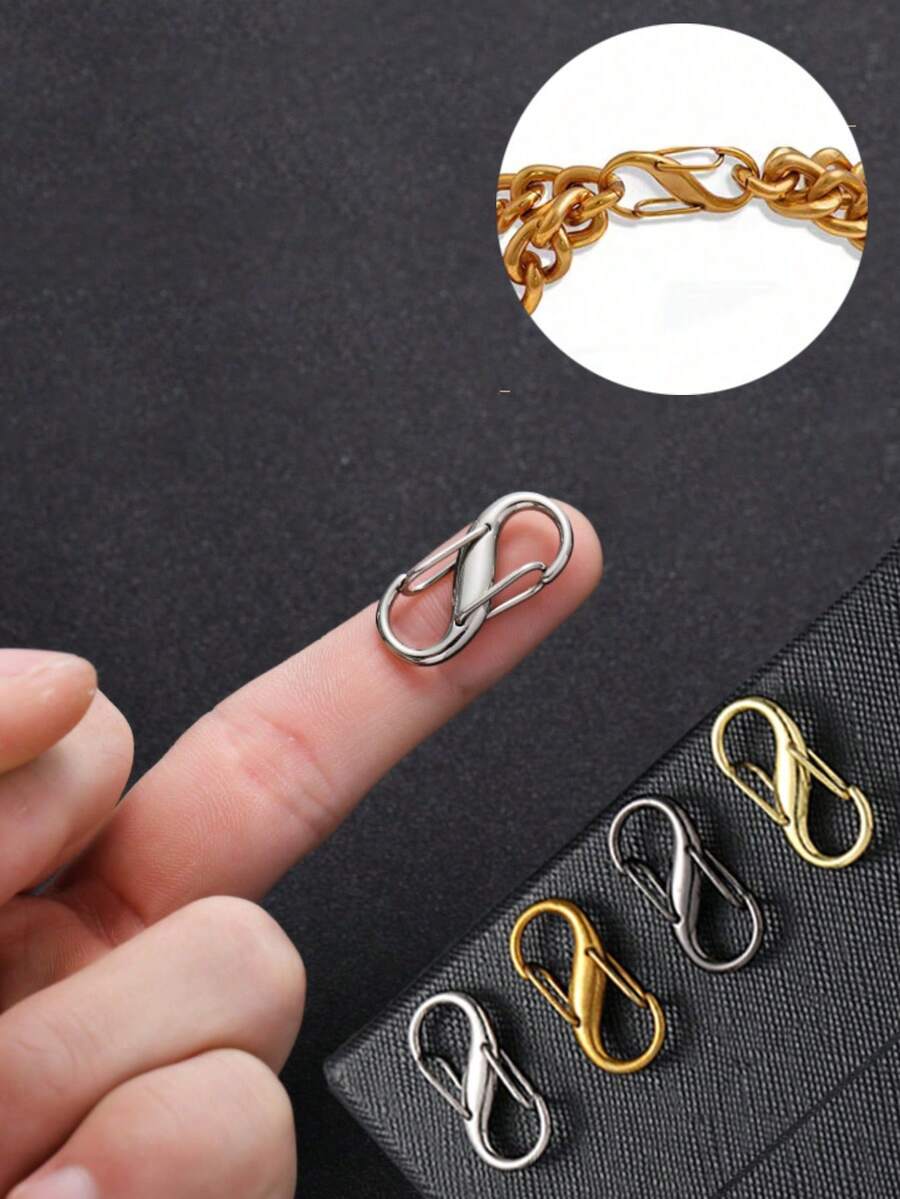 4 件套可调节 S 形弹簧钩，8 字形金属合金挂钥匙链钩，包袋用多用途登山扣