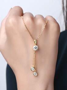 XUJIA 1 pièce Collier pendentif en argent sterling 925 avec Moissanite couronne de 1,6 carats pour femmes, pendentif à franges avec Moissanite rond de 6,5 mm et 4 mm, cadeau de bijoux pour elle, livré avec 1 pièce de certificat GRA Moissanite de 6,5 mm