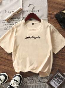 1 szt. Koszulka z krótkim rękawem dla dziewczynki z nadrukiem w panterkę, wygodna i modna letnia bluzka dla młodych uczniów