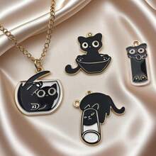 10pcs Zinc Alloy Black Cat Pendant DIY Necklace Earrings Bracelets Accessories Pet Keychain Pendant Charm Jewelry