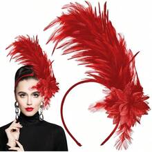 S.Women's 1920s Fascinator Headband, Fascinators Hat Women Tea Party Flower Headpiece Gatsby Derby Hat - Red - View 1