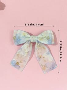 1pc Women's Sweet Floral Print Bow Ribbon Hairpin Clip, Fashionable, Charming Casual Style, Suitable For Commuting, Parties, Birthdays, Street Style, Travel, Photogenic - A Great Gift For Best Friends Claw Clips Hair Slide Hair Barrettes