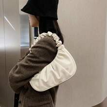 Bolso de nube nuevo y de moda, muy atractivo, bolso pequeño plisado de unicolor, bolso de hombro y axila versátil de unicolor para mujeres