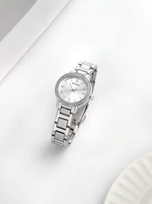 1pc Women Elegant Simple Stainless Steel Quartz Watch, Suitable For Holiday Gift, Women Watch