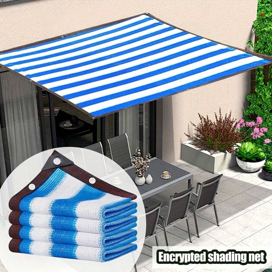 Farbiges Außen-Schattennetz, Sonnenschutz mit UV-Schutz, UV-geschütztes farbiges Schattentuch, rechteckige Pool- und Garten-Abdeckung, geeignet für Garten, Terrasse, Pavillon, Gewächshaus und Pergola, tragbares rechteckiges Schattentuch mit Streifendesign für Pergola, Terrasse, Garten, Blumen, Pflanzen, Gewächshaus und Haustiere