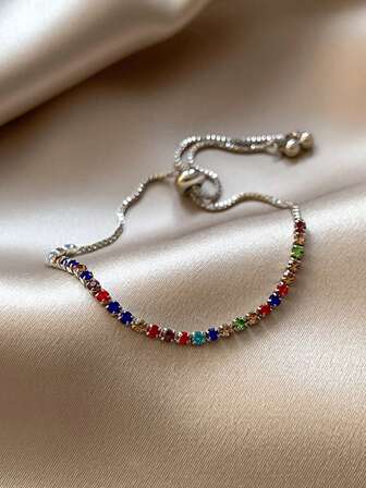 1 st. lyxigt nischdesignat, exklusivt och mångsidigt bästa vän-tillbehör, lycklig regnbågsgodis-dopaminarmband, kristallfärg/-antal slumpmässig