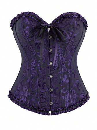 大码女式花卉提花束身胸衣上衣，露背无肩带抹胸上衣，适合派对穿着