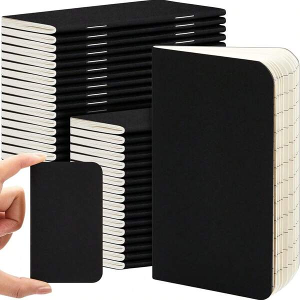 DOMUUH 12pcs Pocket Notebook Mini Journal 2.5"X4" Kraft Paper Softcover - Portable Blank Notepad For Students, Travelers & Professionals - Compact Memo Diary, Supplies (Black), Notebooks And Journals, Travel Writing, Spiral Bound, Durable Binding School Supplies, Back To School