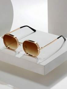 Nouvelles lunettes de mode rétro géométriques, monture en métal simple et élégante de haute qualité. Lunettes punk convenant pour le port quotidien décontracté, les fêtes, la photographie de rue, les défilés de mode