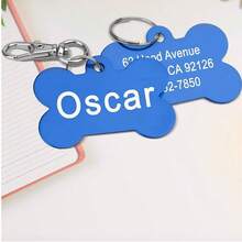Personalized Engraved Pet ID Tag For Dog Cat Bone Shape Name Disc Double Sided