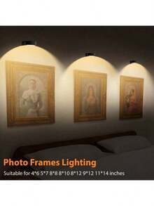 3 件装 LED 电池供电磁性绘画灯，无线家居墙壁装饰，带遥控器 - 黑色 - 查看 7