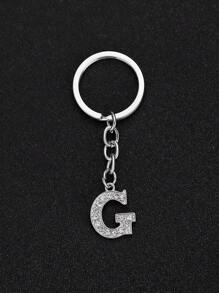 1 pieza Llavero elegante y de moda con la forma de la letra del alfabeto inglés en miniatura, incrustado con cristales de rhinestones transparentes, adecuado para hombres y mujeres, llaves de carro, decoración de bolsos y regalo