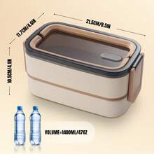 Stainless Steel 2-Layer Lunch Box – Leak-Proof Bento Box For Adults, Ideal For Office, Outdoor Use & Food Transport, Perfect For Meal Prep And Gift For Any Occasion - Màu be - Xem 4