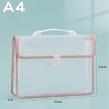 1 Clear File Bag, Exam Paper Bag, Student Large Capacity Waterproof Press Handbag, Schoolbag. School Supplies,Back To School - Multicolor - View 2