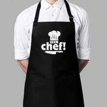 1pc Yes Chef Apron, Funny Cooking Apron, Kitchen Aprons, Gift For Chefs & Foodies, Gift For Chefs, Kitchen Accessory, Chef Lover Apparel, Father's Day Gift - 黑色 - 查看 1