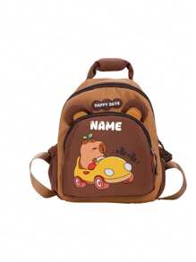 1 pieza Capibara personalizado, Bolso de doble clic, Mochila personalizada con estampado de Capibara de dibujos animados con nombre personalizado para niños y niñas, mochila mini ligera y linda con nombre personalizado o texto festivo, bolso de moda con cierre de cremallera de nailon, bolso casual multifuncional para uso diario, regalo perfecto entre amigos, multifuncional, ornamental, letra, elegante, moderno, colorido, lindo, adorable, casual, personalizado, único, personalizado, regalos ideales para él, regalos ideales para ella