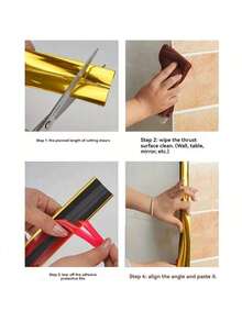 1条3米/118.11英寸自粘填缝条，PVC装饰胶带，室内装饰条，墙贴，角条，家居装饰，花园用即撕即贴海报 - 彩色 - 查看 10