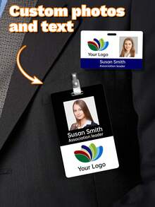 Customized Photo ID Badge Print Logo Name With Lanyard Clip And ID Badge Holder, Retractable Badge Reel - Multicolor - View 8