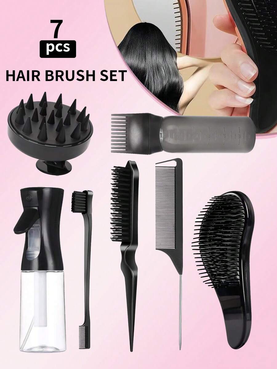 مجموعة أمشاط رش لتصفيف الشعر 1/2/3/4/5/7 قطع/مجموعة ، زجاجة رش للحمام ، منظف سائل للحمام بسيط ، زجاجة رش تنظيف ، زجاجة رذاذ للصالون ، زجاجة رش بخاخ رفيع المدى ، مشط سحري قابل للتمديد ، مشط خاص للتنظيف المنزلي للرأس مضاد للكهرباء الساكنة محمول، فرشاة للشعر، أدوات الشعر، للاستخدام المنزلي، المدرسة، السفر، صالون الحلاقة