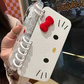 Sanrio 1pc/Notebook Bow KT Cat IPhone14/13 Suitable For 12/11 Apple 16/15PROMAX Mobile Phone Case