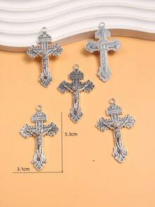 5 件镀银圣十字合金吊坠，DIY 饰品工艺金属配件 M261