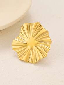 1pc Women's Minimalist Unique Exaggerated Luxurious Stainless Steel Ring, Versatile For Daily Wear - Yellow Gold - View 17