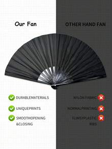 1 件大号折叠手扇，优质面料狂欢扇，黑色尼龙布 Clack 手持扇，可折叠工艺手扇，适用于靴子落地手扇，清凉装饰，俱乐部舞会，怪异酒吧，家居装饰配件，女士和男士舞蹈爱好者派对礼物 - 彩色 - 查看 6