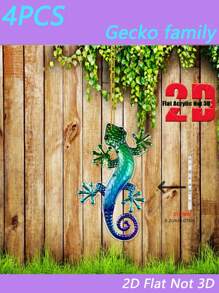 4 Stücke Acryl Gecko Familien Kunst Deko Hängende Ornamente für Zuhause, Gartenzaun Dekoration, Außendekoration, Gartenzaun Zubehör
