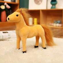 Juguetes de peluche realistas y lindos de caballos blancos pequeños, que incluyen caballos pequeños, caballos marrones, caballos negros, caballos blancos y caballos amarillos, muñecas, animales de peluche grandes, caballos lindos y creativos, muñecos de abrazo de la vida real, juguetes para niños, regalos de cumpleaños y diversos regalos festivos, decoraciones de sofá y decoraciones de habitación, peluches.