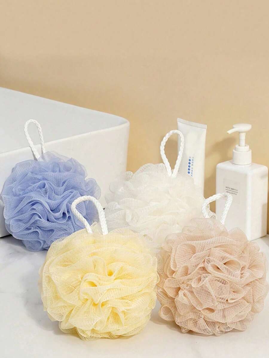 5pcs/3pcs/1pc Set Luxury Soft Loofah Bath Sponge, Extra Large, Unisex Exfoliating Bath Brush, Compact Bundled Reusable, Random Color, Home Bathroom Decor, Summer - Multicolor - View 1