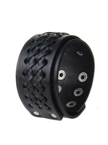 1pc Men's Fashion Bracelet Personality Simple V Face X Face Glossy Leather Bracelet Suitable For Daily Wear