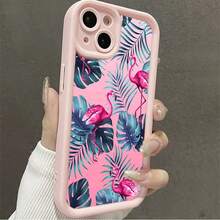 Pink Flamingos Tropical Leaves Pink Background Cute Pink Girly  Case [X/Xs/11/12/13/14/15/16 Pro/16 Promax] - Soft TPU Shockproof Cover,  Gift For Girlfriend/BFF, Birthday Present For Women, Aesthetic Protective Phone Case - Pink - View 4