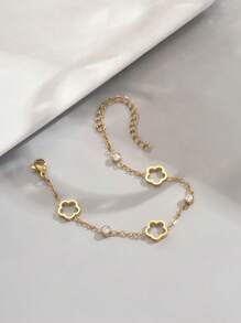 Juego de pulsera y brazalete de acero inoxidable con diseño de strass y trébol, estilo elegante y de moda, adecuado para uso diario de mujer, regalo de Navidad, regalo festivo