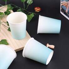 10pcs/20pcs/40pcs/Set,Light Blue Paper Cup 9 Oz Gradient Disposable Mug Blue White Drinking Cup For Lucky Duck Wedding Newborn Gifts Party Supplies - Light Blue - View 2