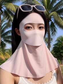 1 pieza Mascarilla de verano para mujer con agujero para beber, protector facial de alta calidad que cubre el cuello, protección anti-UV, transpirable