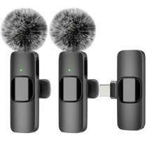 ميكروفون لاسلكي صغير الحجم للهاتف الذكي، ميكروفون لاسلكي للتشغيل بالوصل والتشغيل لتسجيل الفيديو والصوت، ميكروفون بنمط المقلمة للمقابلات والتدريس