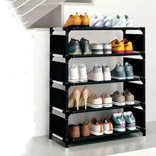 1pc Multi-Layer Plastic Storage Shoes Rack, Free Standing Shoes Rack, Easy Assembled Shoes Storage Shelf, Large Capacity Shoe Shelf, Suitable For Entryway, Hallway, Bedroom, Bathroom, Living Room