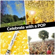 Blaise Pyro & Party Purple, Yellow & Green Confetti Poppers - Colorful & Easy To Use Paper Confetti Cannon For Celebrations, Birthdays, Weddings & More - 18 Inch, 2 Pack - Yellow - View 6