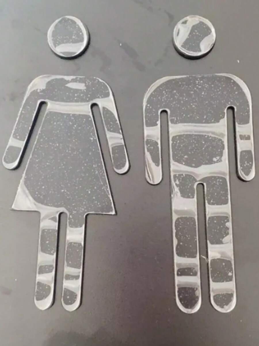 2mm Acrylic Mirrored Bathroom Signage Sign For Company Decoration - Plateado - Ver 1