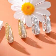 Kit 3 Pairs Of Luxury Earrings For Women Inlaid With Zirconias, Plated In 18K Gold Or 925 Silver - Vàng - Xem 2